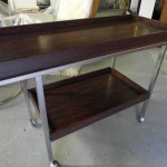 Danish Stainless Steel and Rosewood Formica Drinks Trolley £125
