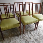 Six Vintage Gordon Russell Chairs In Teak and Lime Silk With Two Carvers £695
