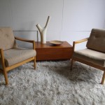 Matching Pair of Danish Beech Easy Chairs in Bute Wool Fabric £495 SOLD