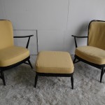 Ercol Windsor Chair set with Footstool in Black and Lemon £395 SOLD