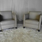 Vintage 1950s Grey Leather Club Chairs £450