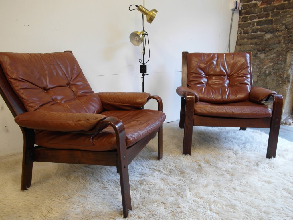 Matching Pair Of Danish Rosewood and Leather Armchairs £475 SOLD