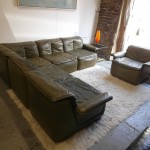 Vintage Danish Six Piece Modular Sofa in Olive Green Leather £2650 SOLD
