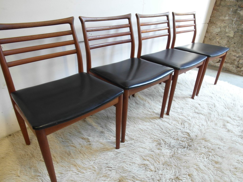 Set of Four Vintage Danish Dining Chairs by ERLING TORVITS  in Solid Teak and Leather £1295