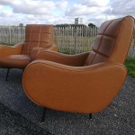 Matching Pair of Vintage 1950's Italian Zanuso Style Armchairs 1100 SOLD